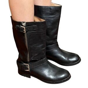 Coach Gracey black leather moto Mid-Calf Boots